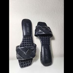 Women's Braided Quilted Single Band Strap Sandals | Square Open Toe Slip-on